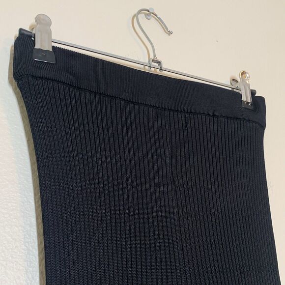 Michael Costello x Revolve Elizabeth Pants XS Black Rib Knit Flare Slit - Picture 5 of 7